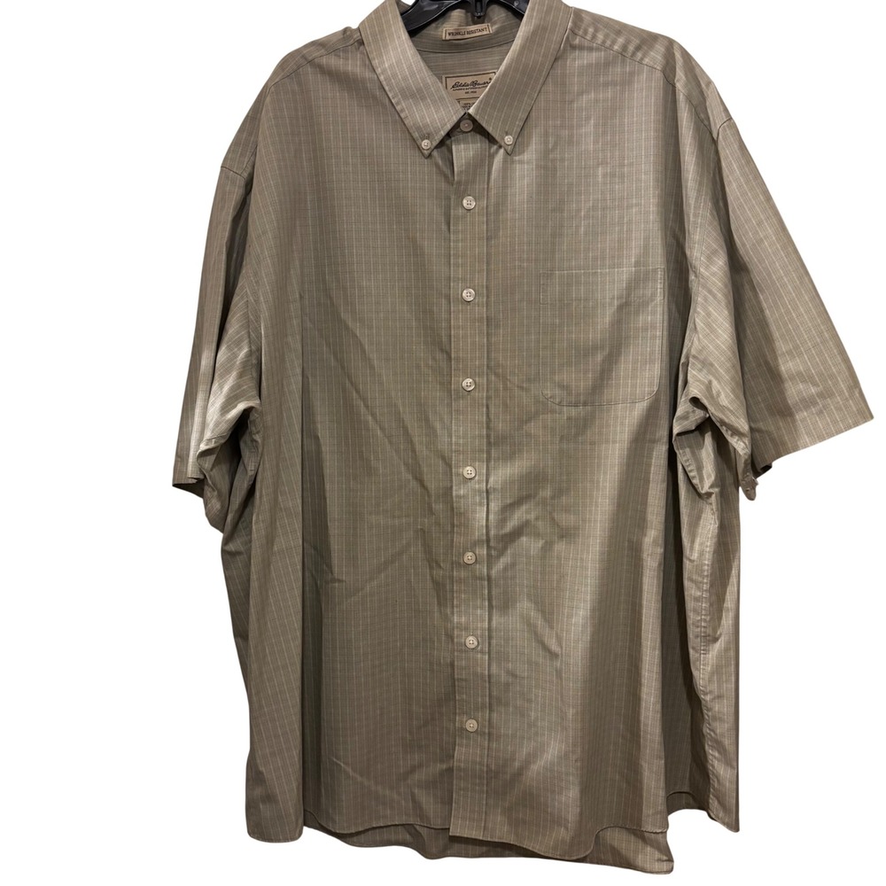Eddie Bauer Men's Shirt 3XL Short Sleeve Button Down Striped‎